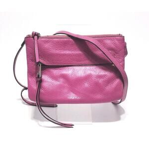 Vince Camuto Soft Pebbled Leather Crossbody Purse Barbie Pink Adjustable Strap
